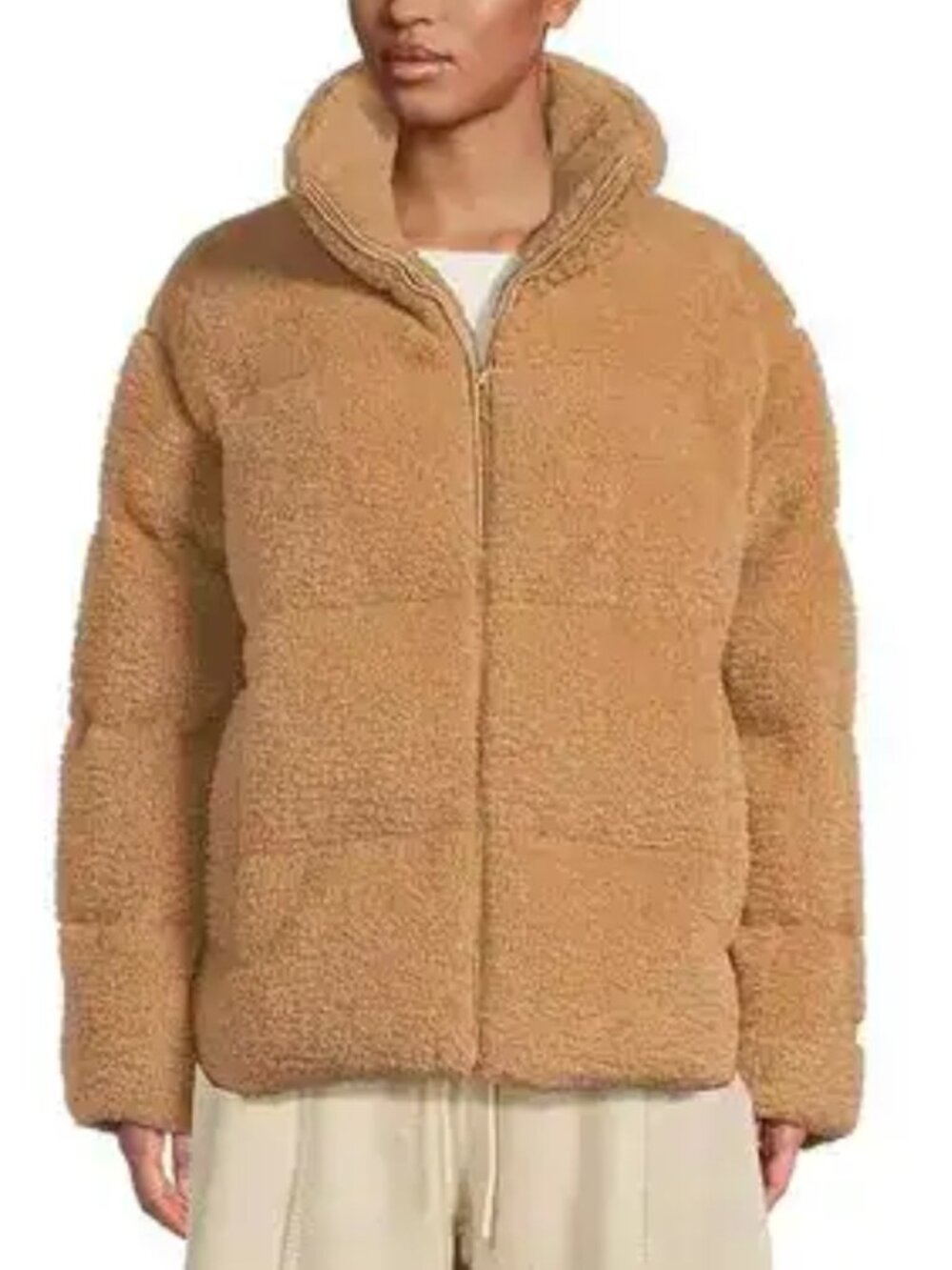 UGG Emmalyn Fluff Puffer Jacket Stand Collar Brown Rustic Cabincore Size XS